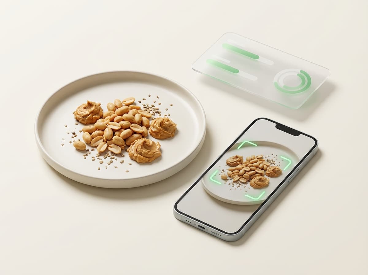 Арахис — фото еды и интерфейс приложения с КБЖУ