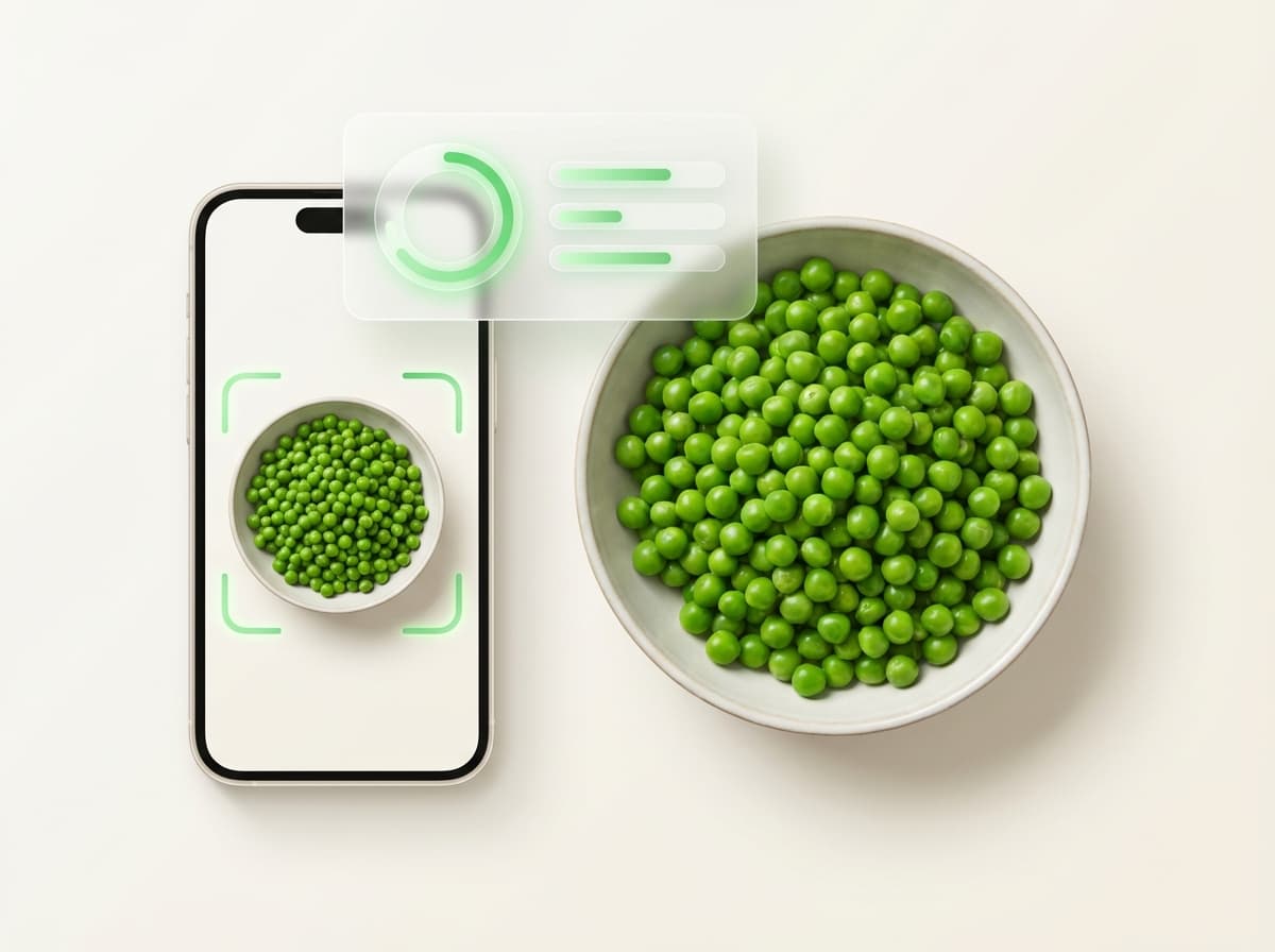 Горошек зелёный (консерв.) — фото еды и интерфейс приложения с КБЖУ