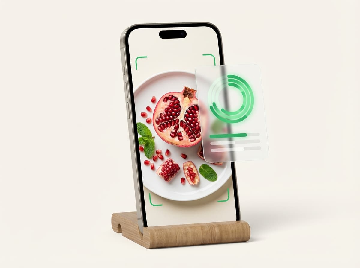 Гранат — фото еды и интерфейс приложения с КБЖУ