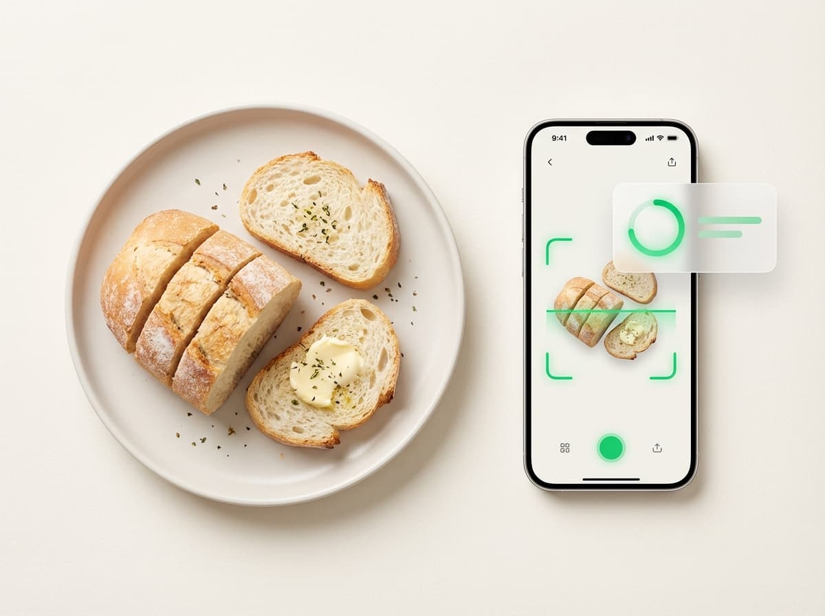 Хлеб белый — фото еды и интерфейс приложения с КБЖУ