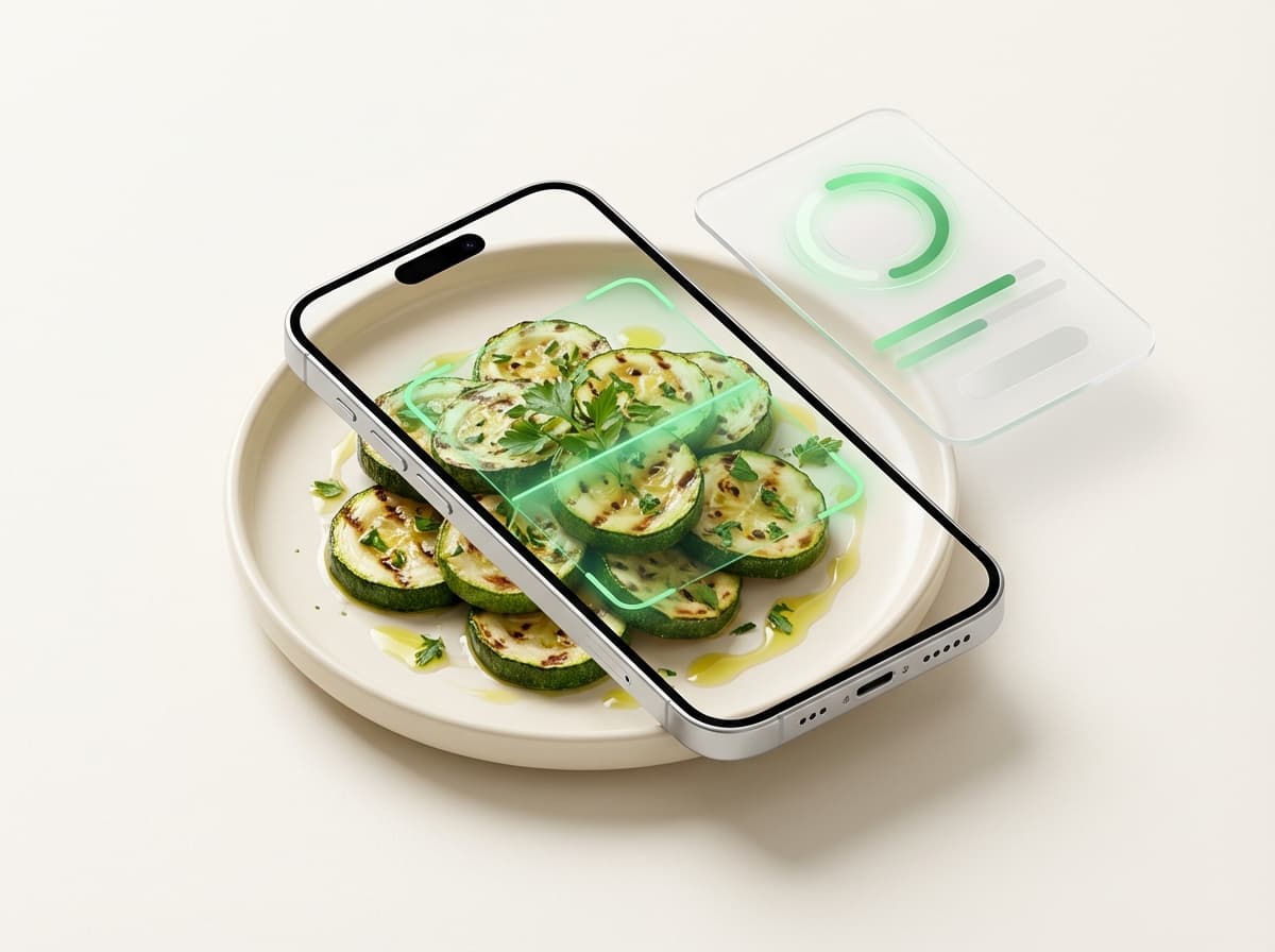 Кабачок — фото еды и интерфейс приложения с КБЖУ