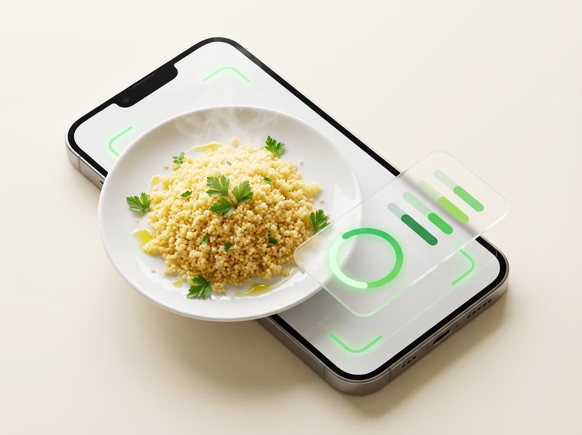 Кускус (варёный) — фото еды и интерфейс приложения с КБЖУ