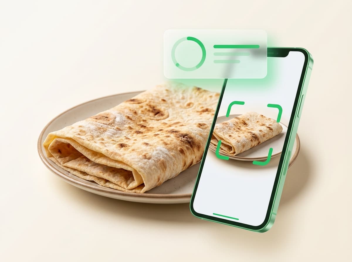 Лаваш — фото еды и интерфейс приложения с КБЖУ