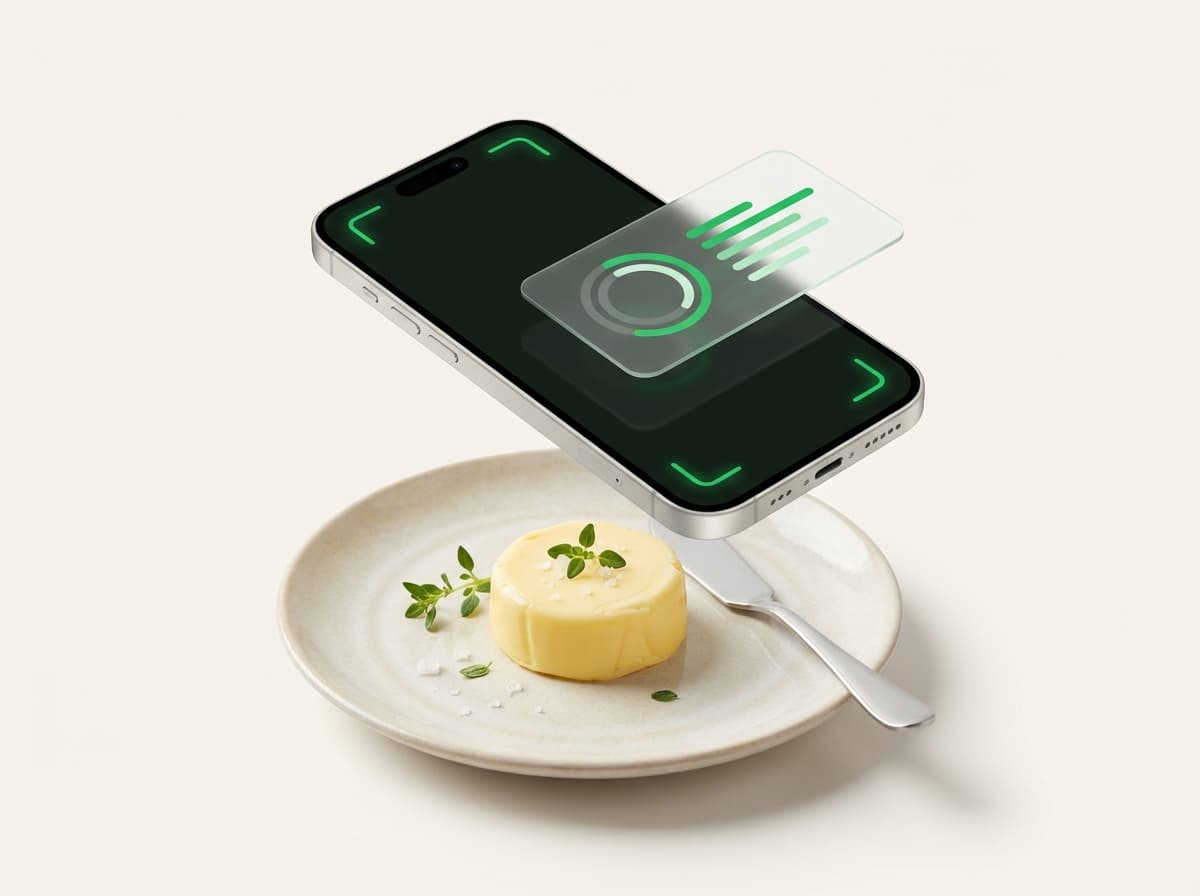 Масло сливочное — фото еды и интерфейс приложения с КБЖУ