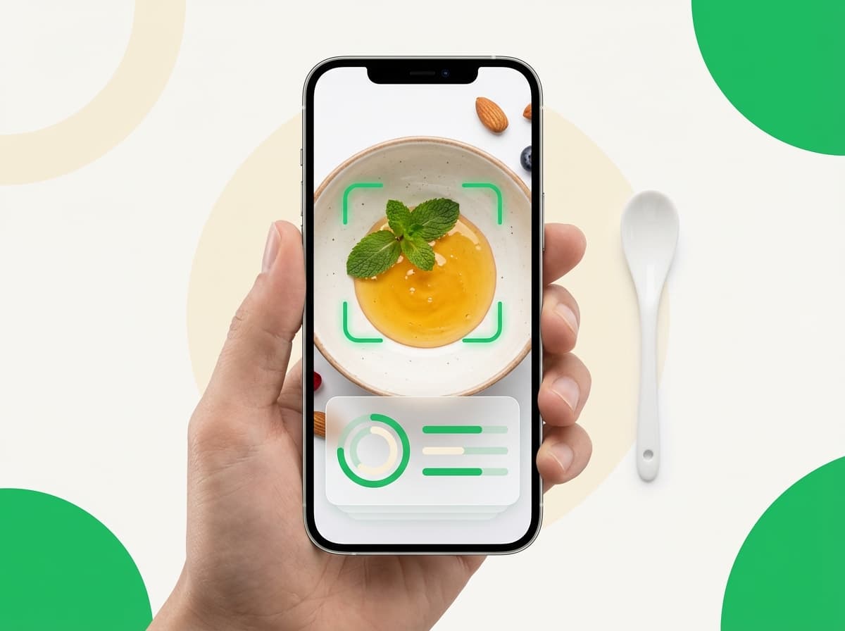 Мёд — фото еды и интерфейс приложения с КБЖУ