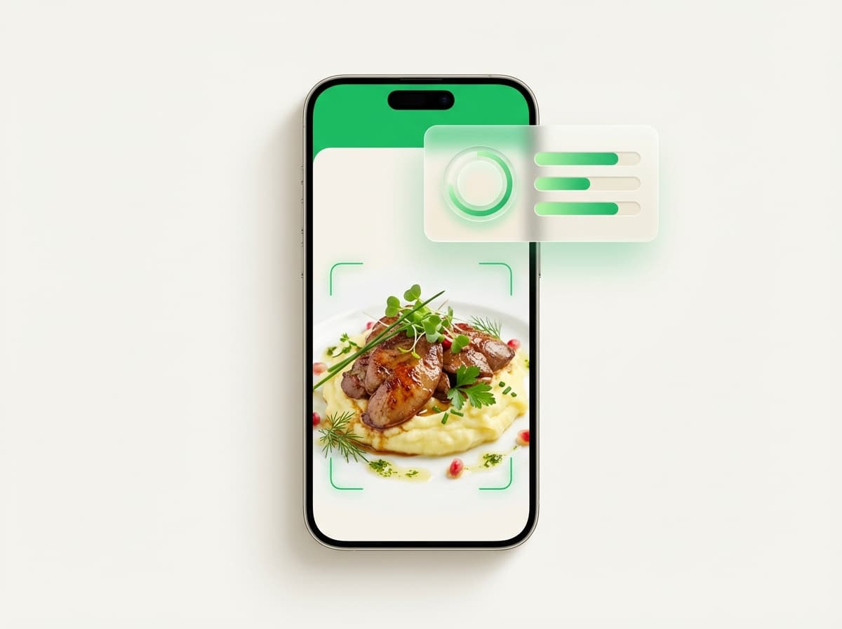 Печень куриная — фото еды и интерфейс приложения с КБЖУ