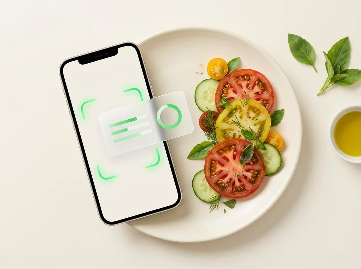 Помидор — фото еды и интерфейс приложения с КБЖУ