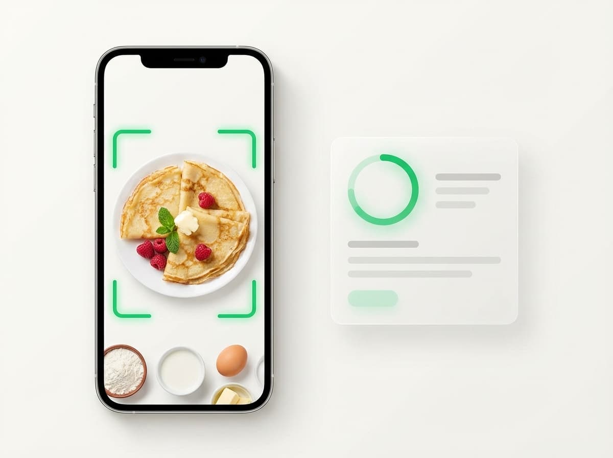 Блины — фото блюда и интерфейс приложения с КБЖУ
