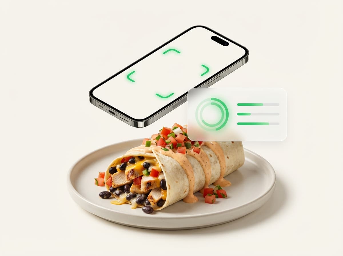 Буррито — фото блюда и интерфейс приложения с КБЖУ