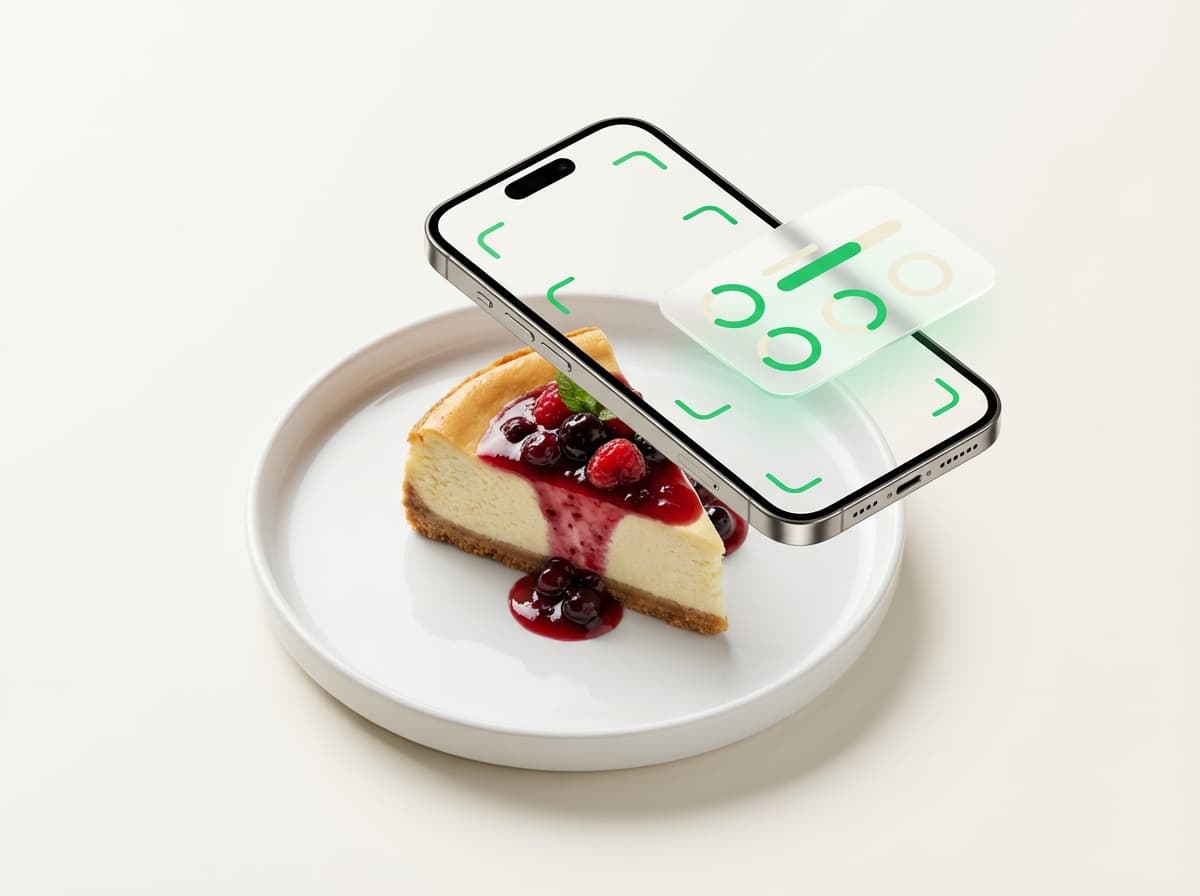 Чизкейк — фото блюда и интерфейс приложения с КБЖУ