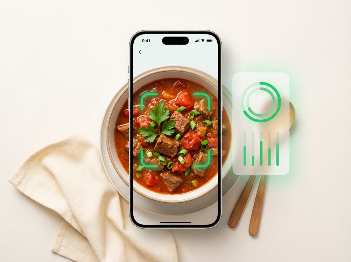 Гуляш — фото блюда и интерфейс приложения с КБЖУ