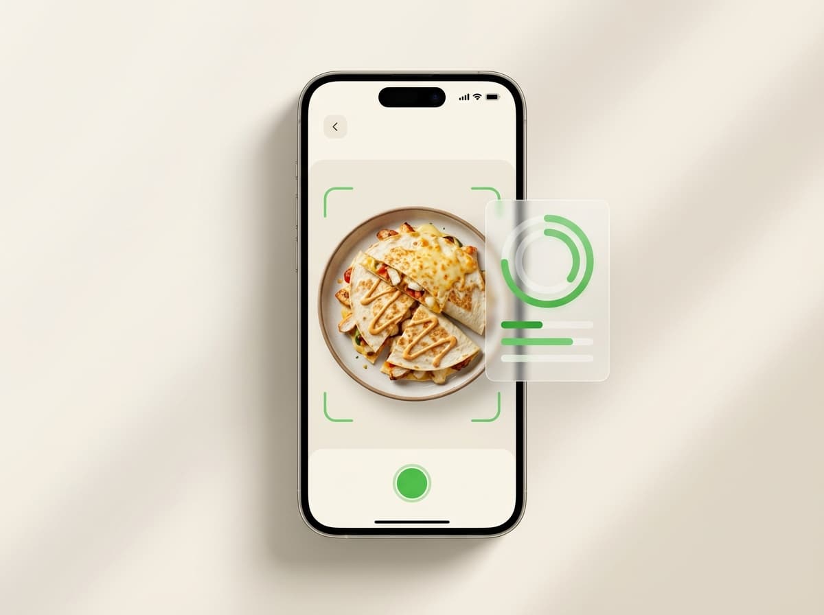Кесадилья — фото блюда и интерфейс приложения с КБЖУ