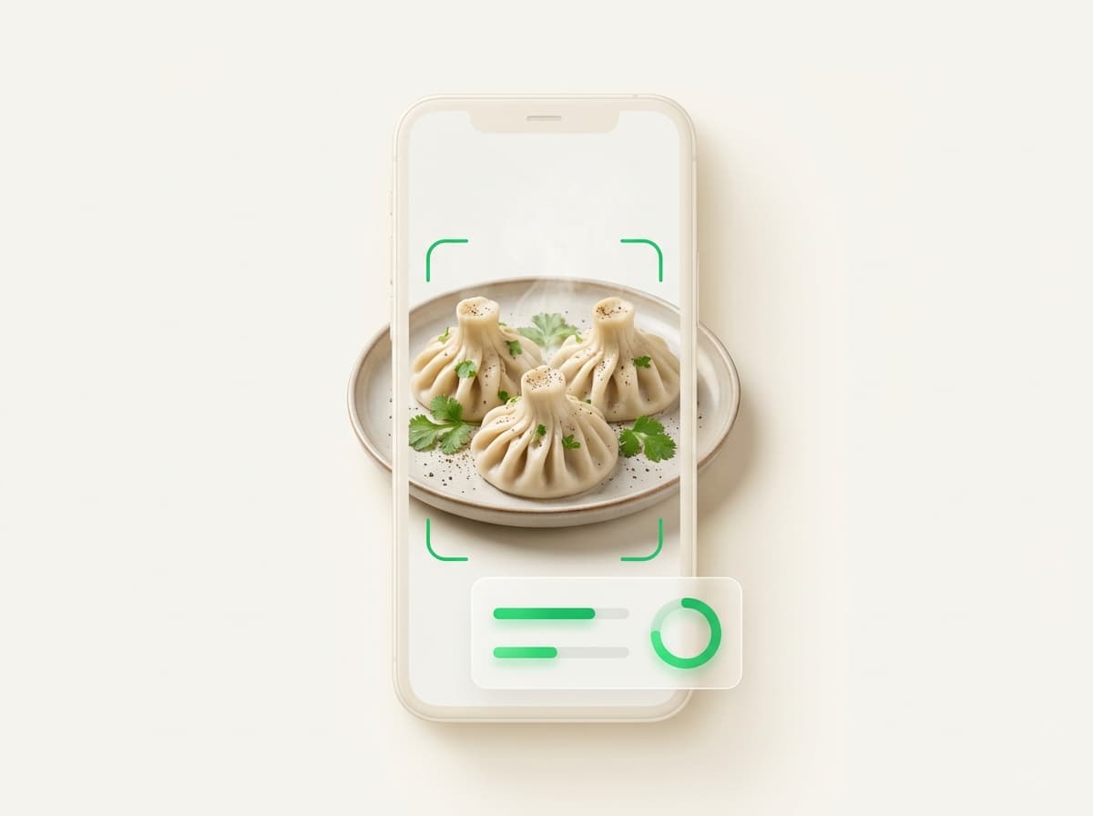 Хинкали — фото блюда и интерфейс приложения с КБЖУ