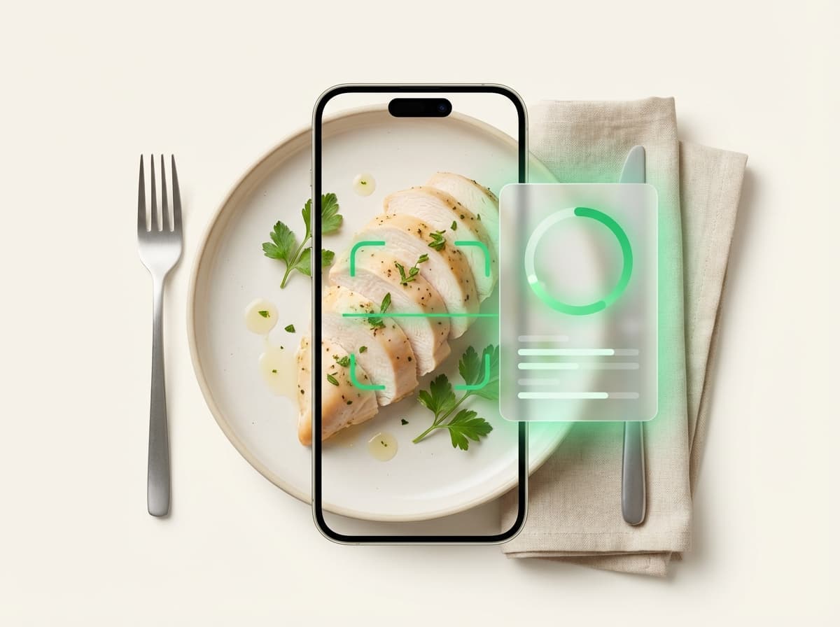 Куриная грудка отварная — фото блюда и интерфейс приложения с КБЖУ