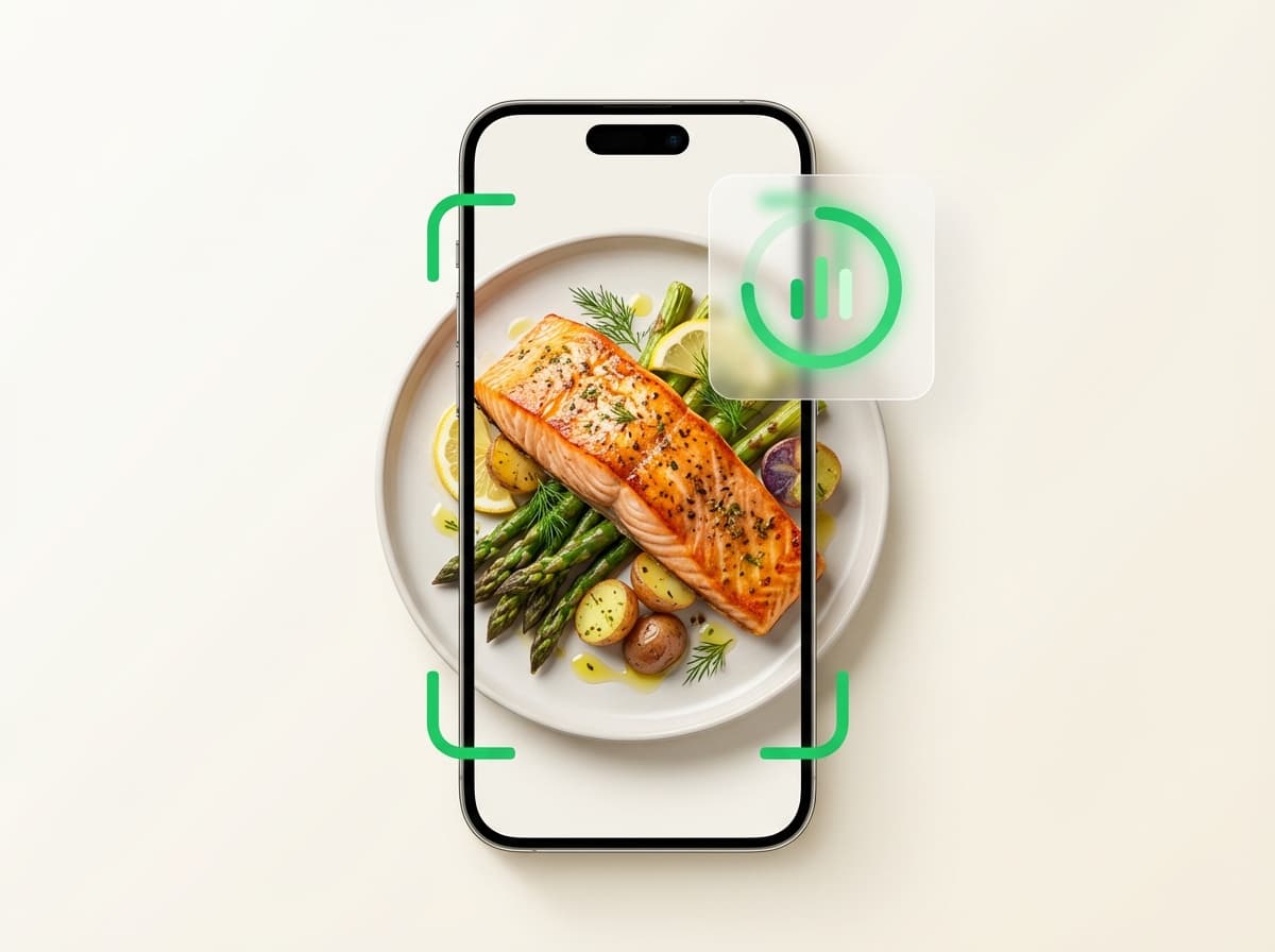 Лосось запечённый — фото блюда и интерфейс приложения с КБЖУ