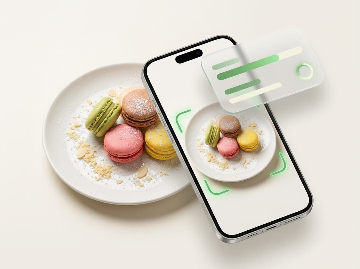 Макарон — фото блюда и интерфейс приложения с КБЖУ