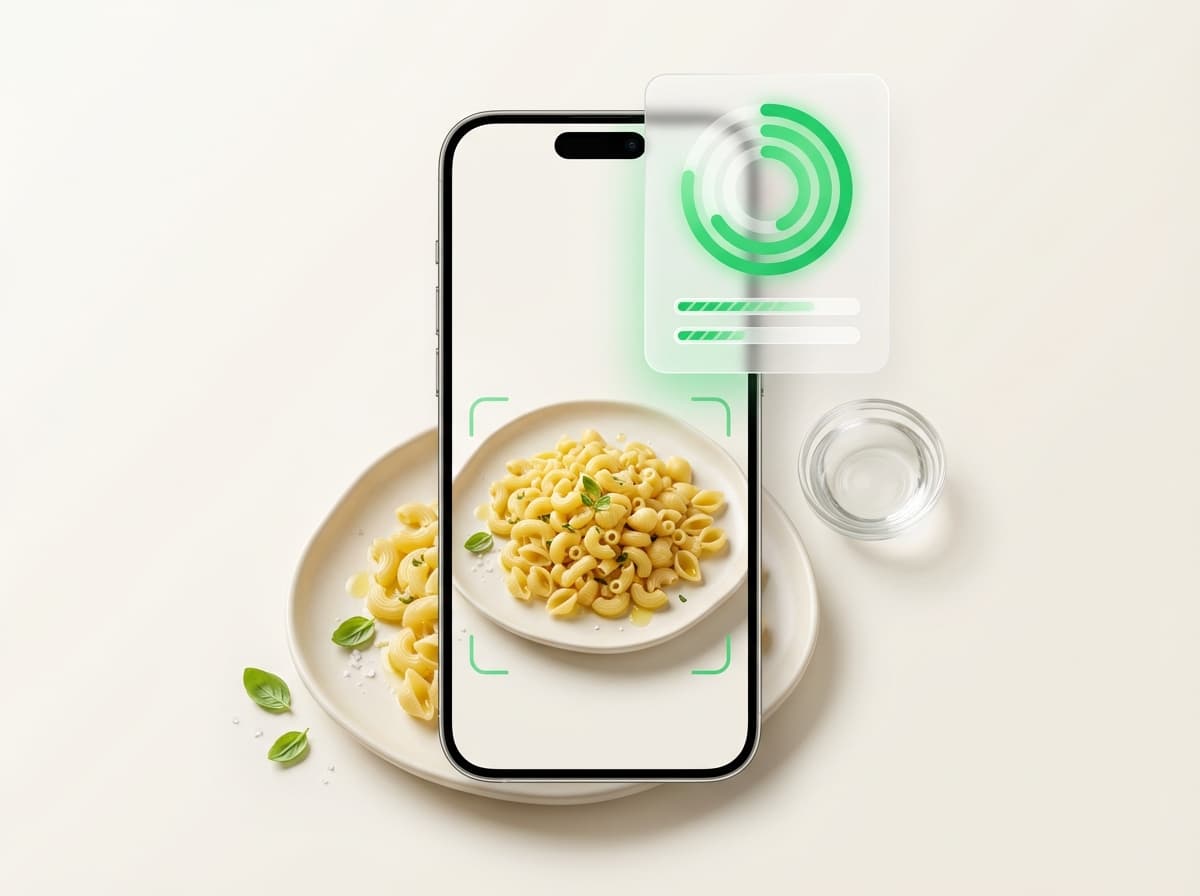 Макароны отварные — фото блюда и интерфейс приложения с КБЖУ