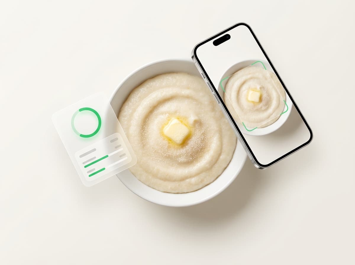 Манная каша на молоке — фото блюда и интерфейс приложения с КБЖУ