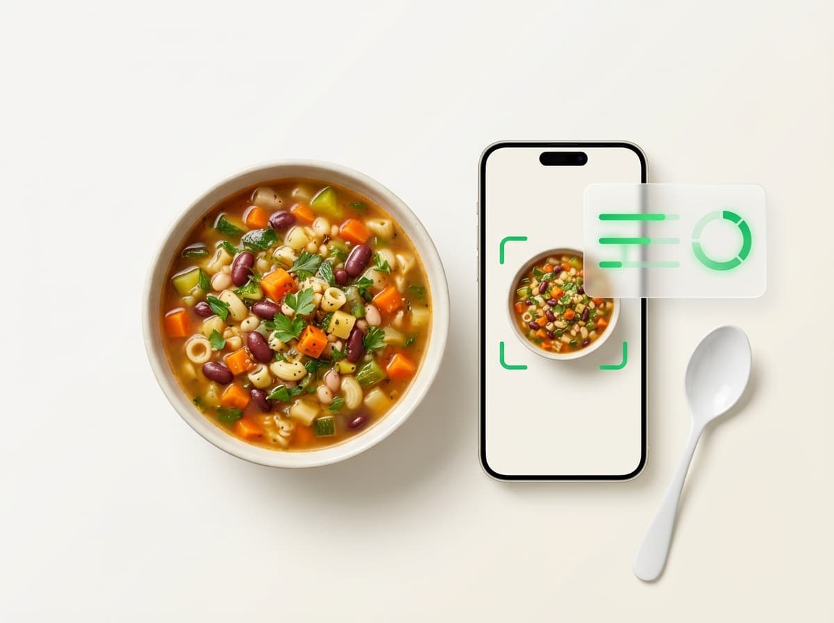 Минестроне — фото блюда и интерфейс приложения с КБЖУ