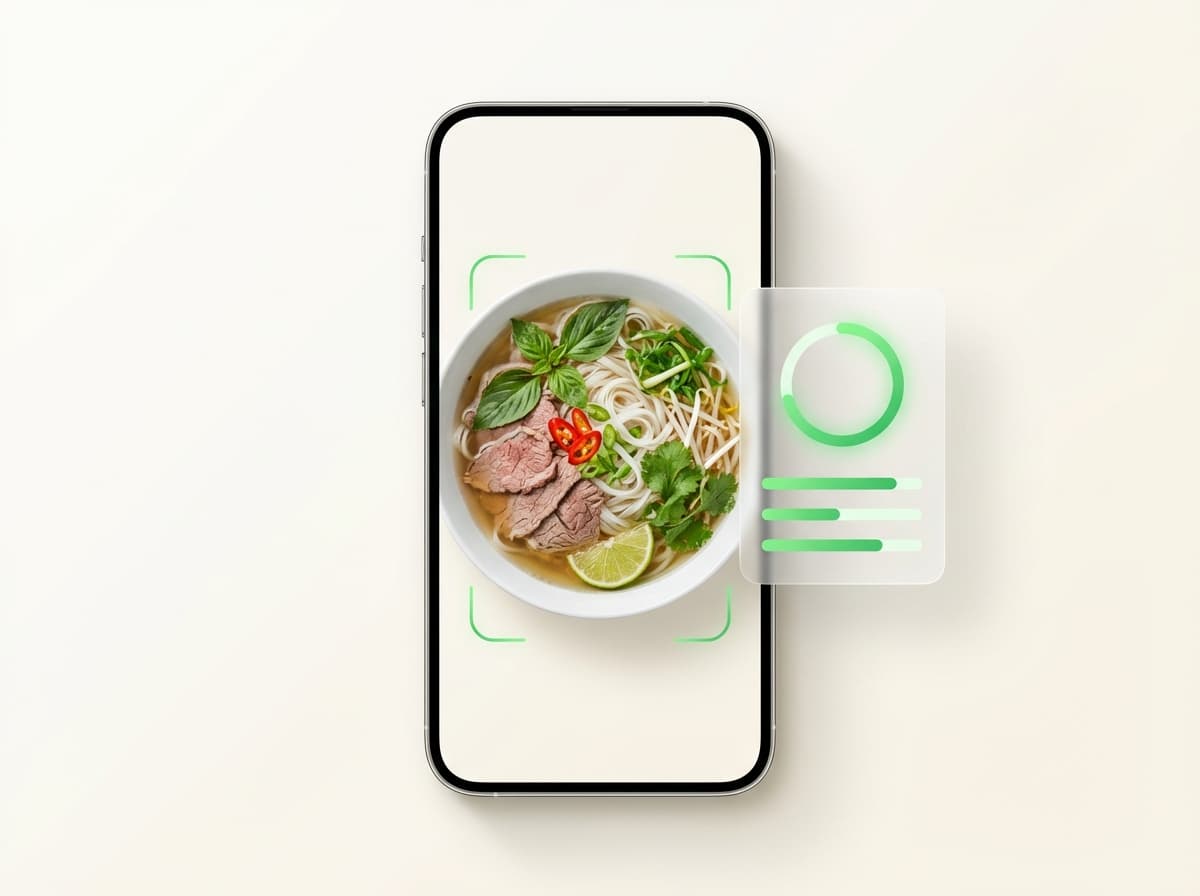 Фо (Pho) — фото блюда и интерфейс приложения с КБЖУ