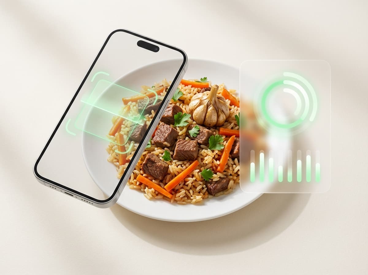 Плов — фото блюда и интерфейс приложения с КБЖУ