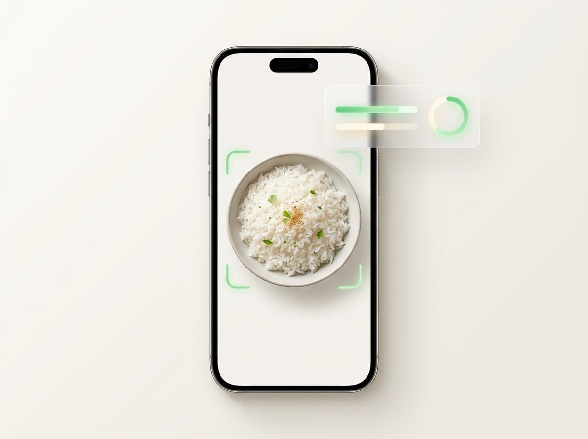 Рис варёный — фото блюда и интерфейс приложения с КБЖУ