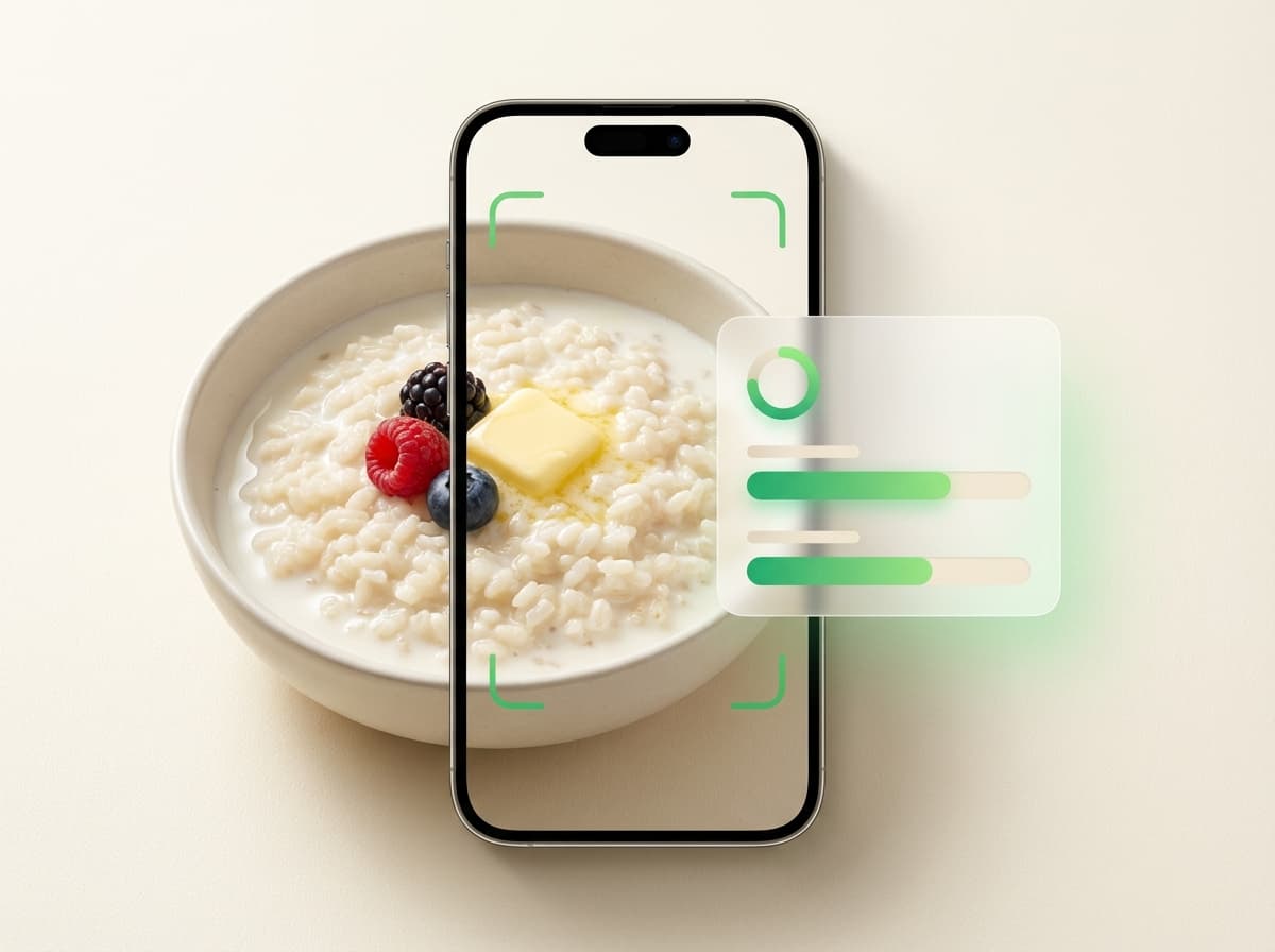 Рисовая каша на молоке — фото блюда и интерфейс приложения с КБЖУ