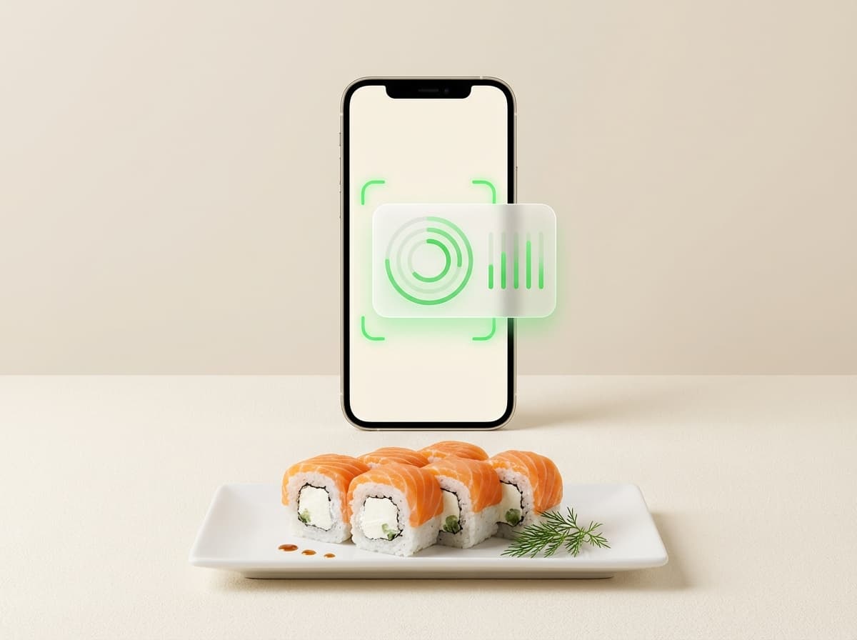 Ролл «Филадельфия» — фото блюда и интерфейс приложения с КБЖУ