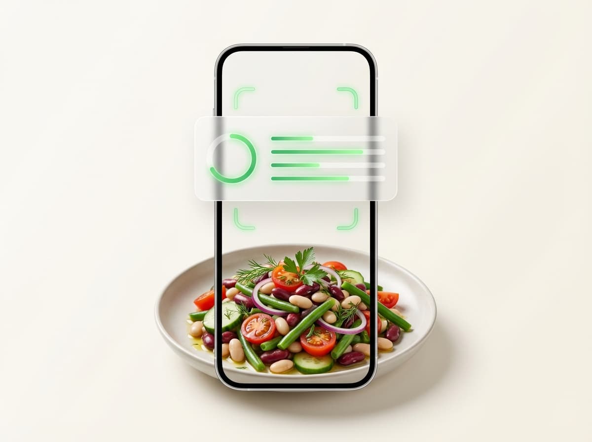 Салат с фасолью — фото блюда и интерфейс приложения с КБЖУ