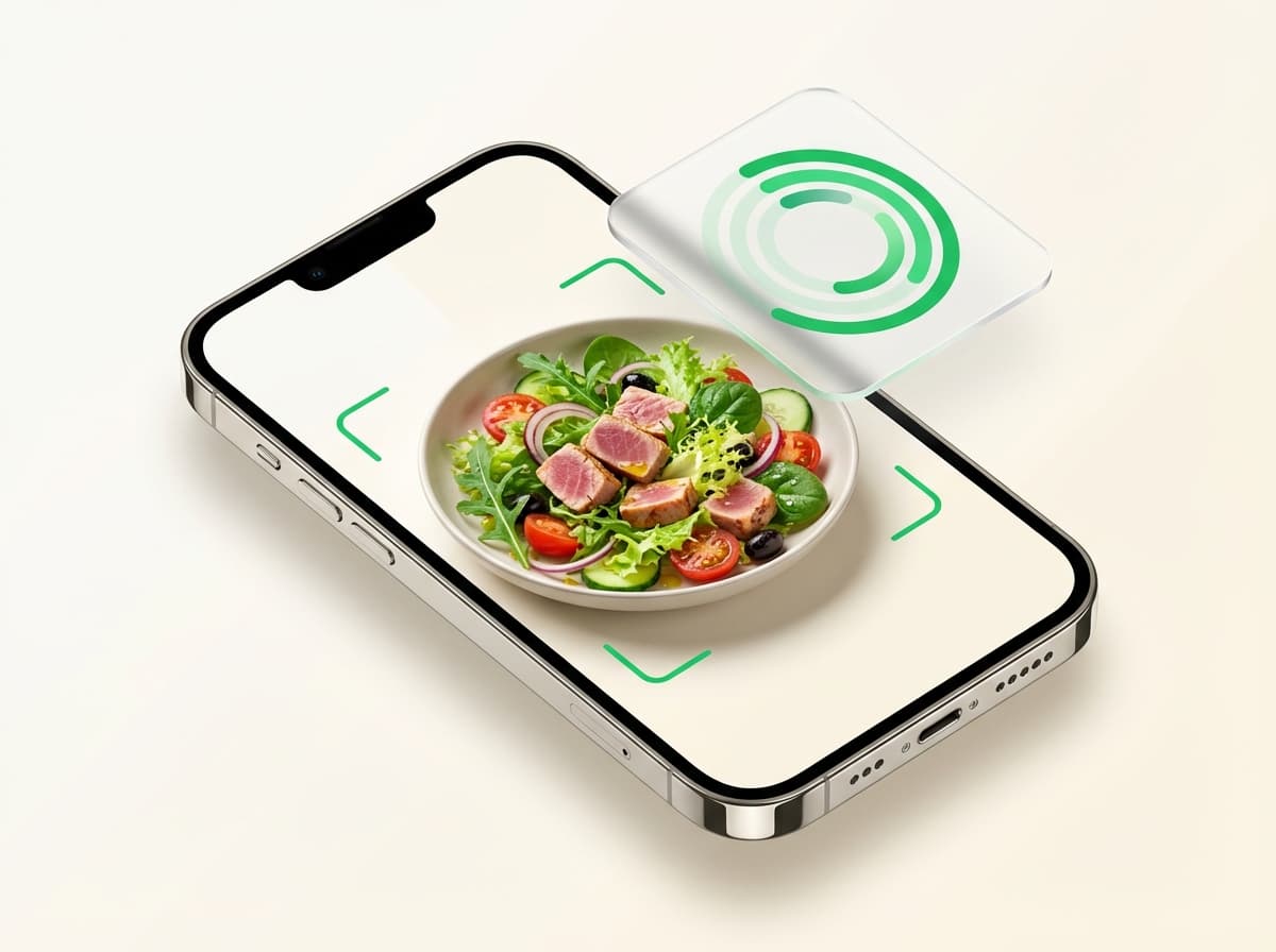 Салат с тунцом — фото блюда и интерфейс приложения с КБЖУ