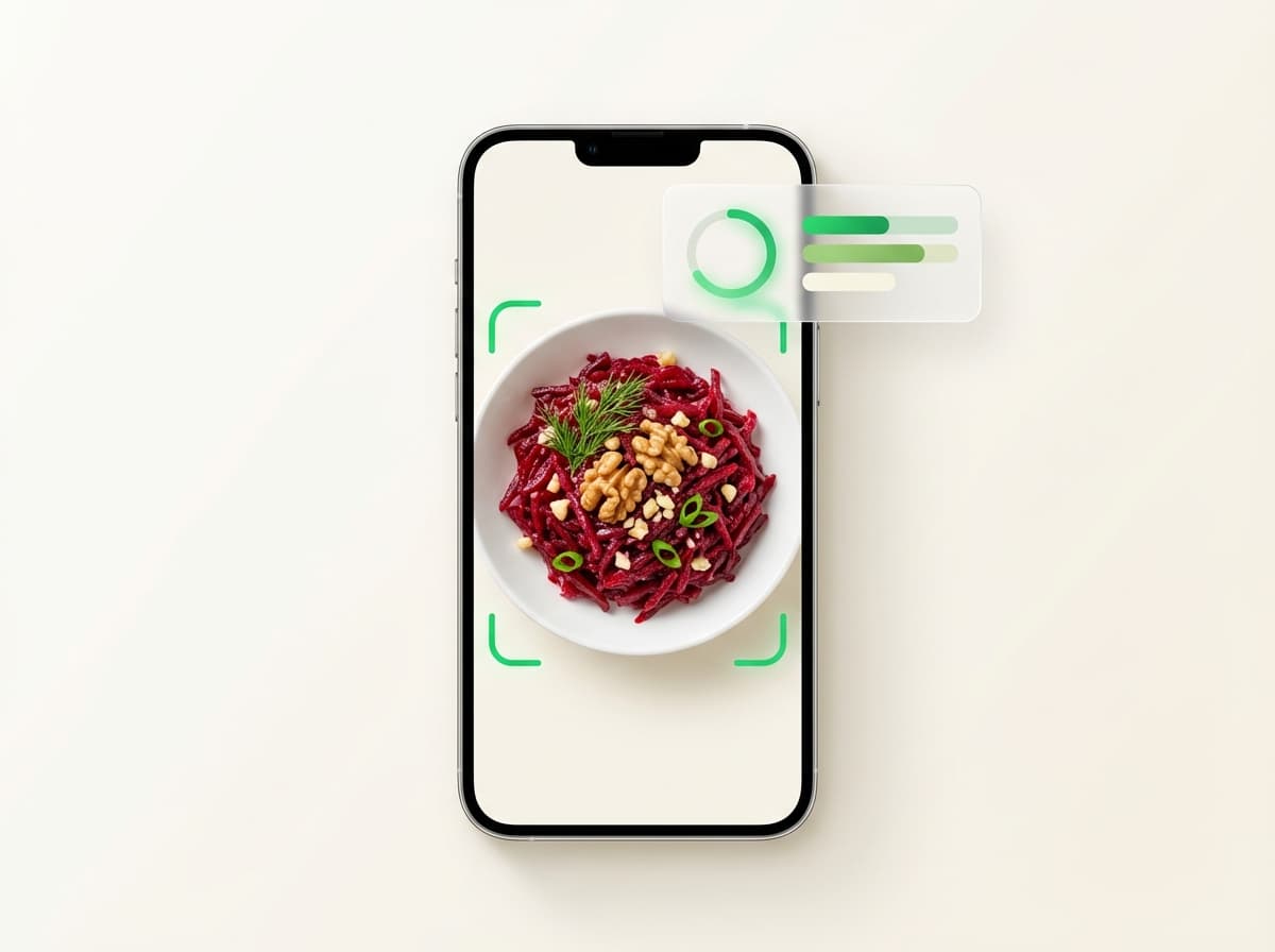 Салат из свёклы — фото блюда и интерфейс приложения с КБЖУ