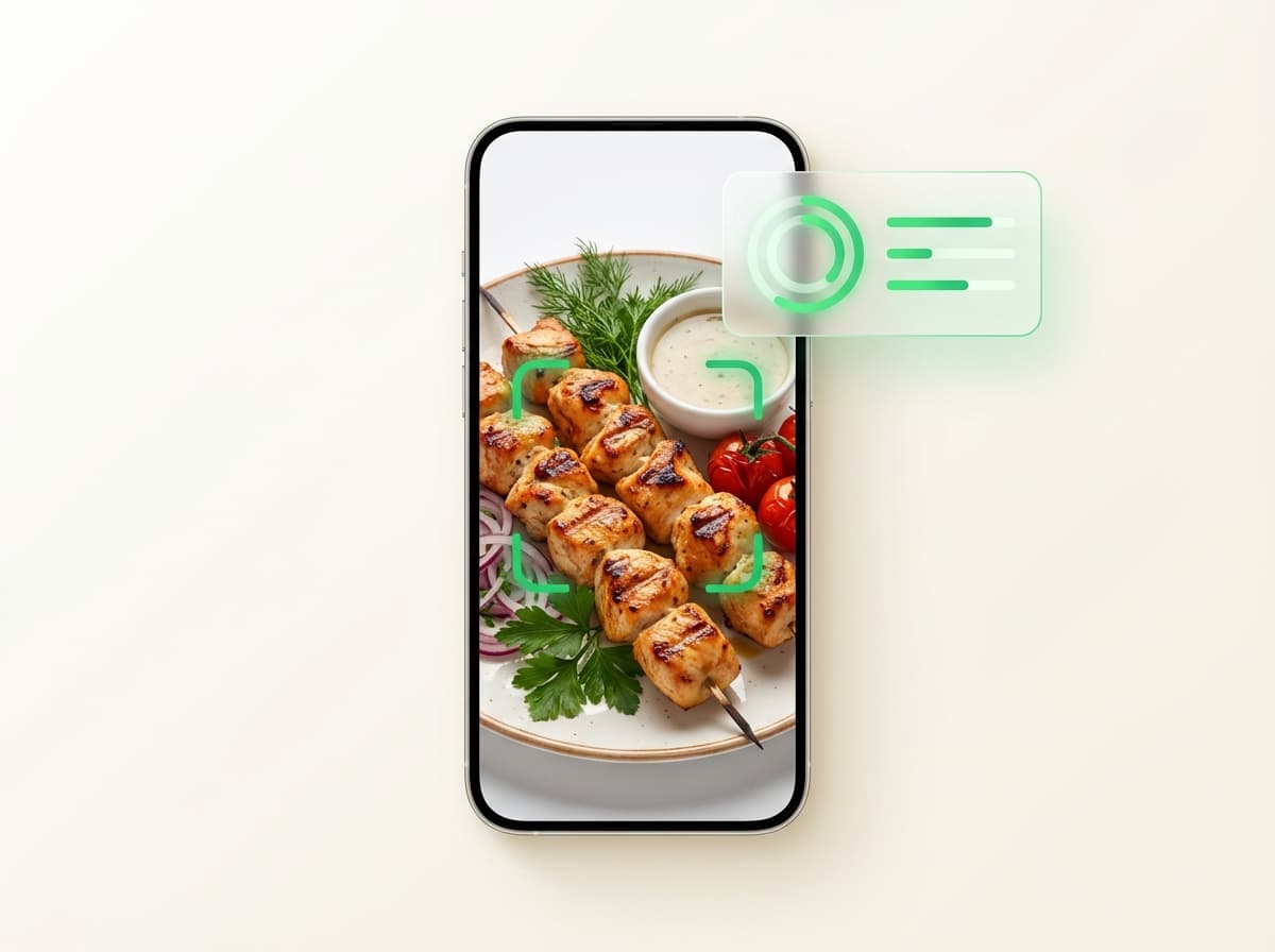 Шашлык (курица) — фото блюда и интерфейс приложения с КБЖУ