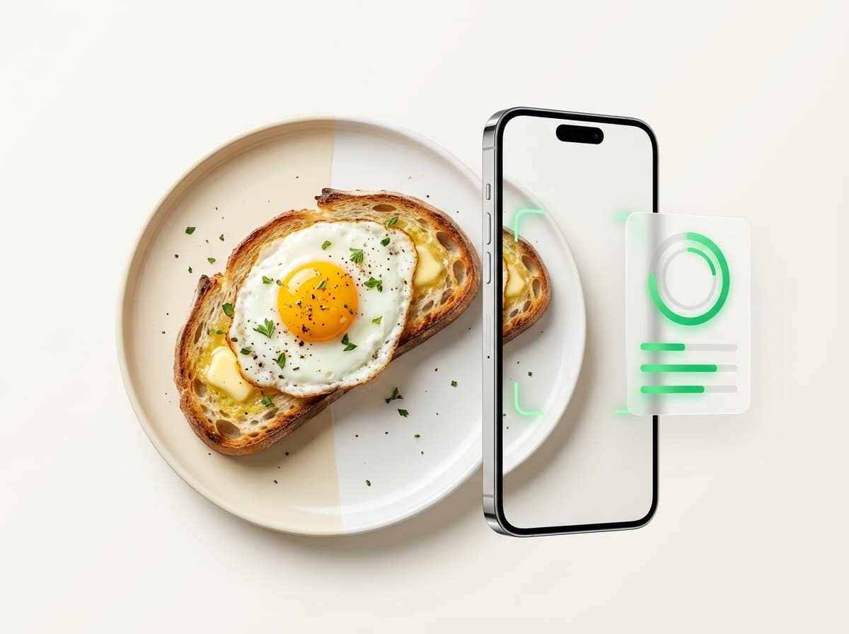 Тост с яйцом — фото блюда и интерфейс приложения с КБЖУ
