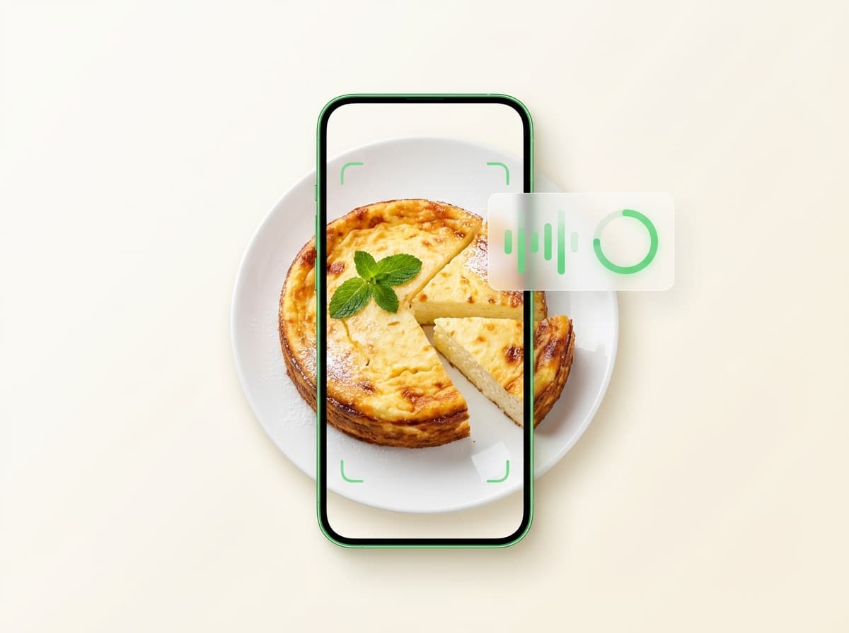 Творожная запеканка — фото блюда и интерфейс приложения с КБЖУ