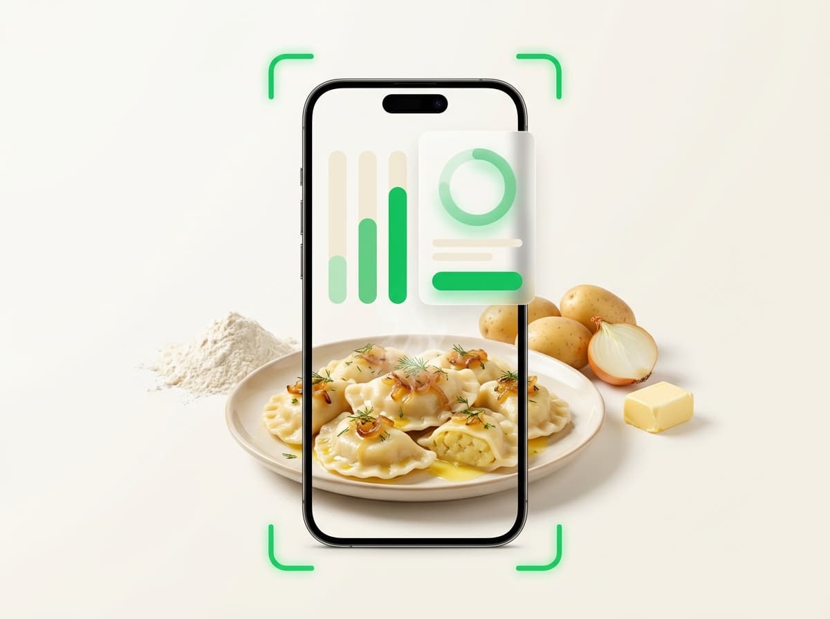 Вареники с картошкой — фото блюда и интерфейс приложения с КБЖУ