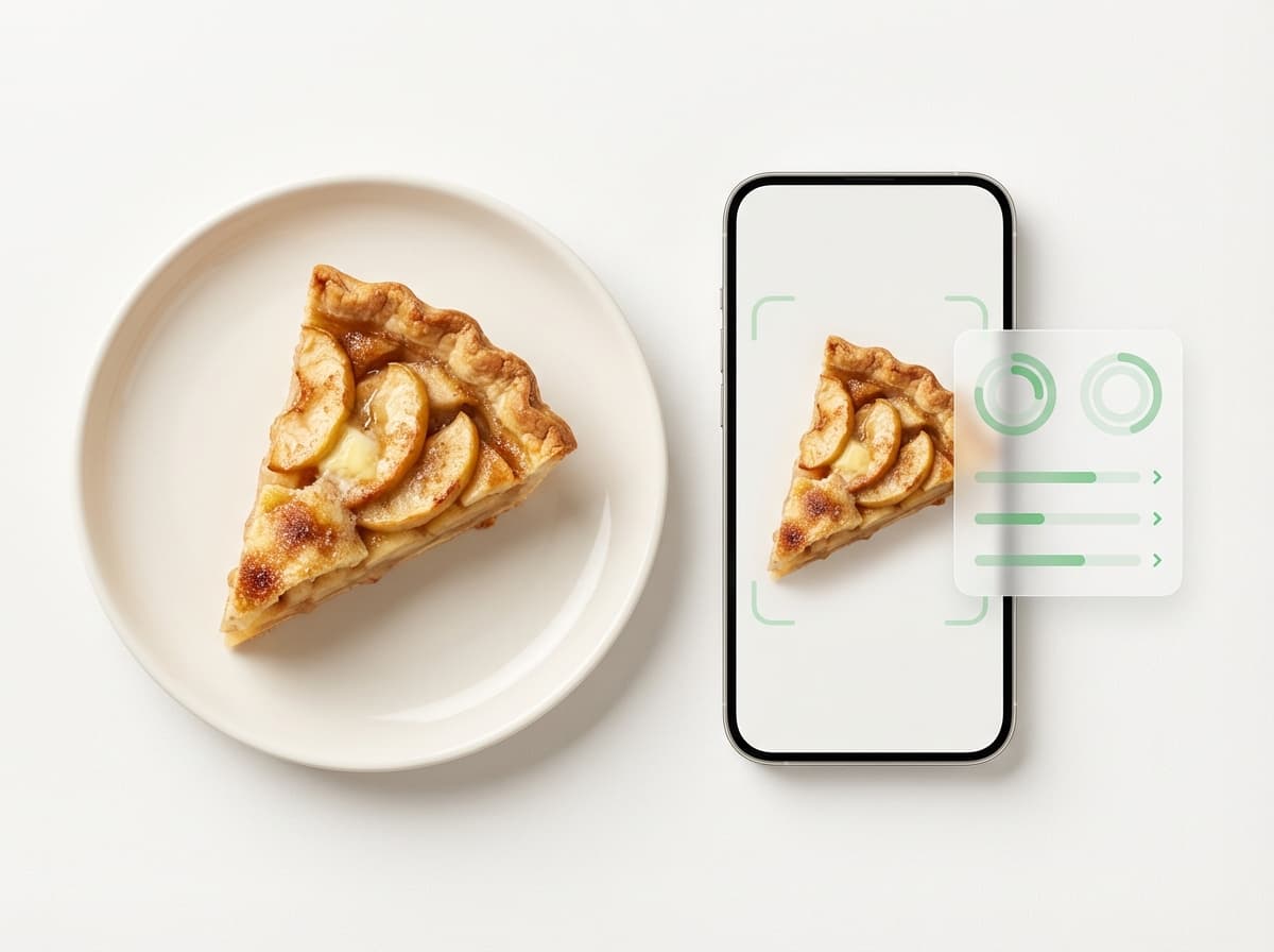 Яблочный пирог — фото блюда и интерфейс приложения с КБЖУ