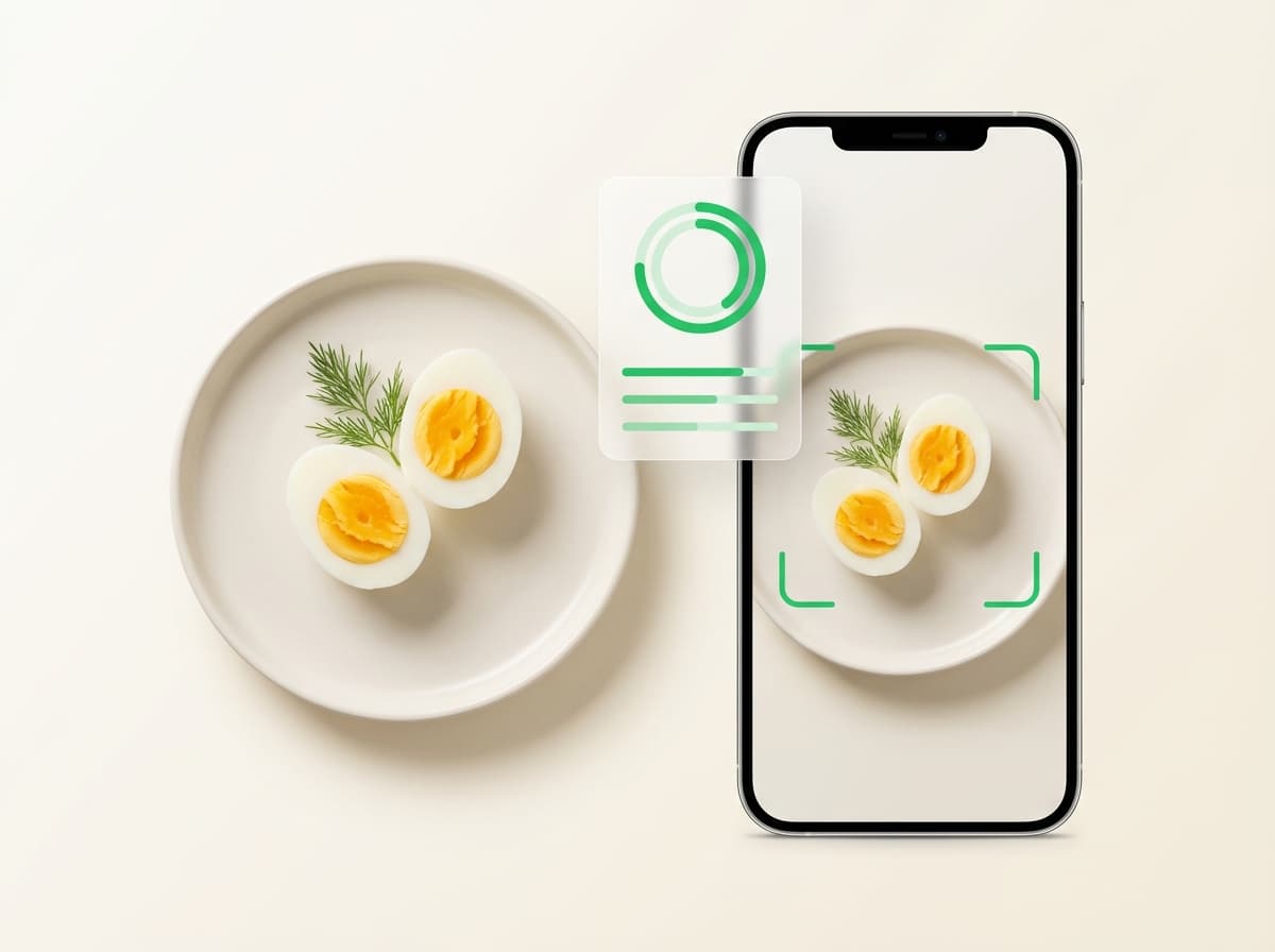 Яйцо варёное — фото блюда и интерфейс приложения с КБЖУ