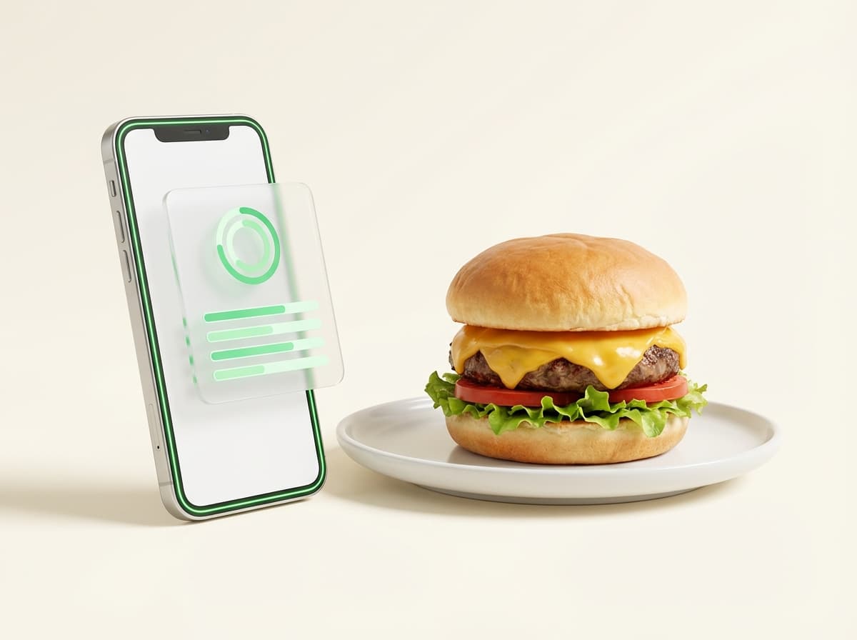 Большой бургер — иллюстрация и интерфейс приложения с КБЖУ