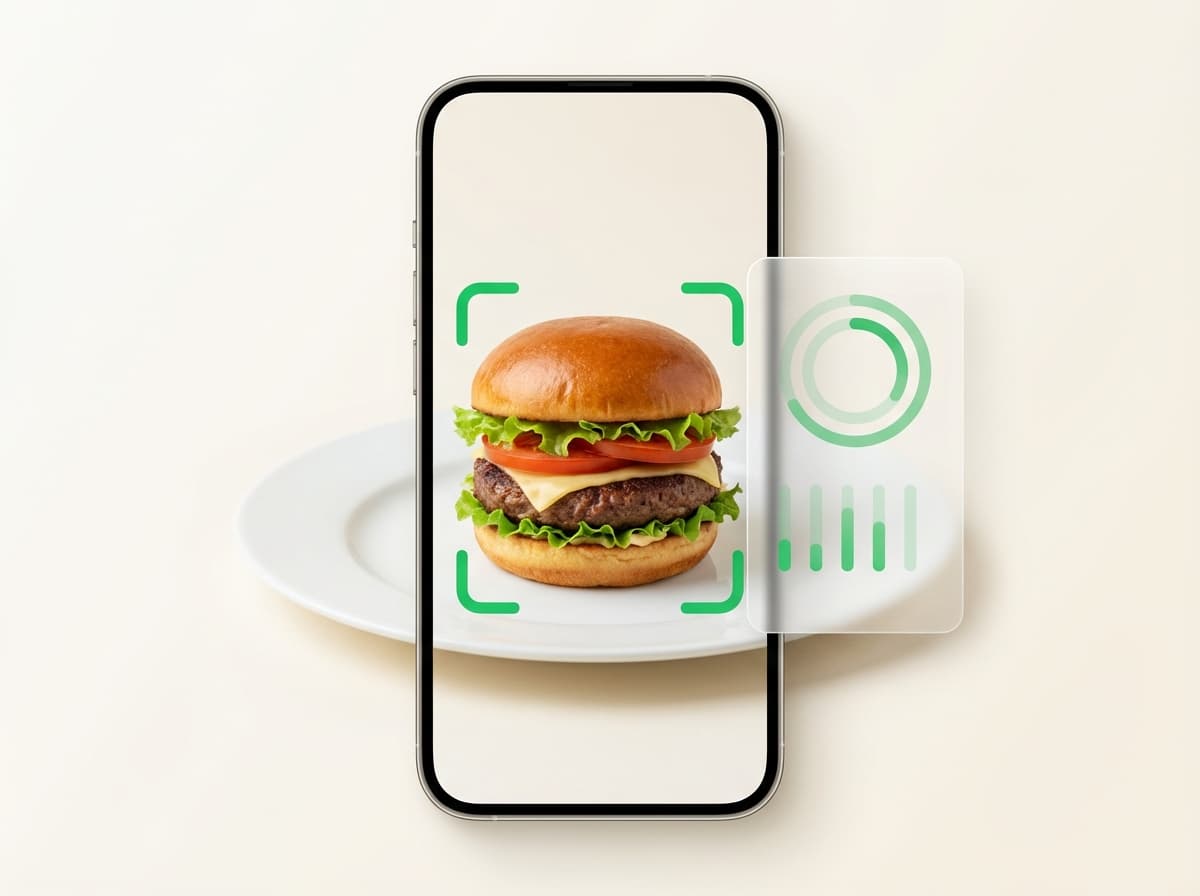 Гамбургер — иллюстрация и интерфейс приложения с КБЖУ