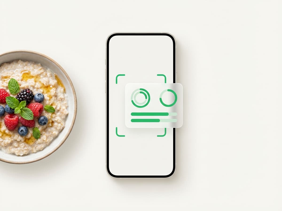 Каша овсяная — иллюстрация и интерфейс приложения с КБЖУ