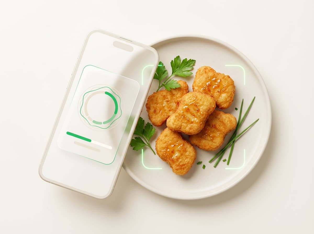 Наггетсы (6 шт.) — иллюстрация и интерфейс приложения с КБЖУ