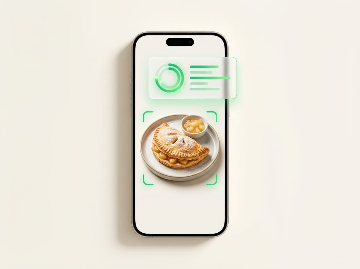 Яблочный пирожок — иллюстрация и интерфейс приложения с КБЖУ