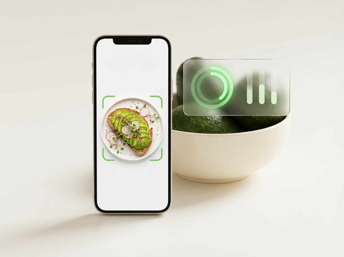 Авокадо — фото еды и интерфейс приложения с КБЖУ