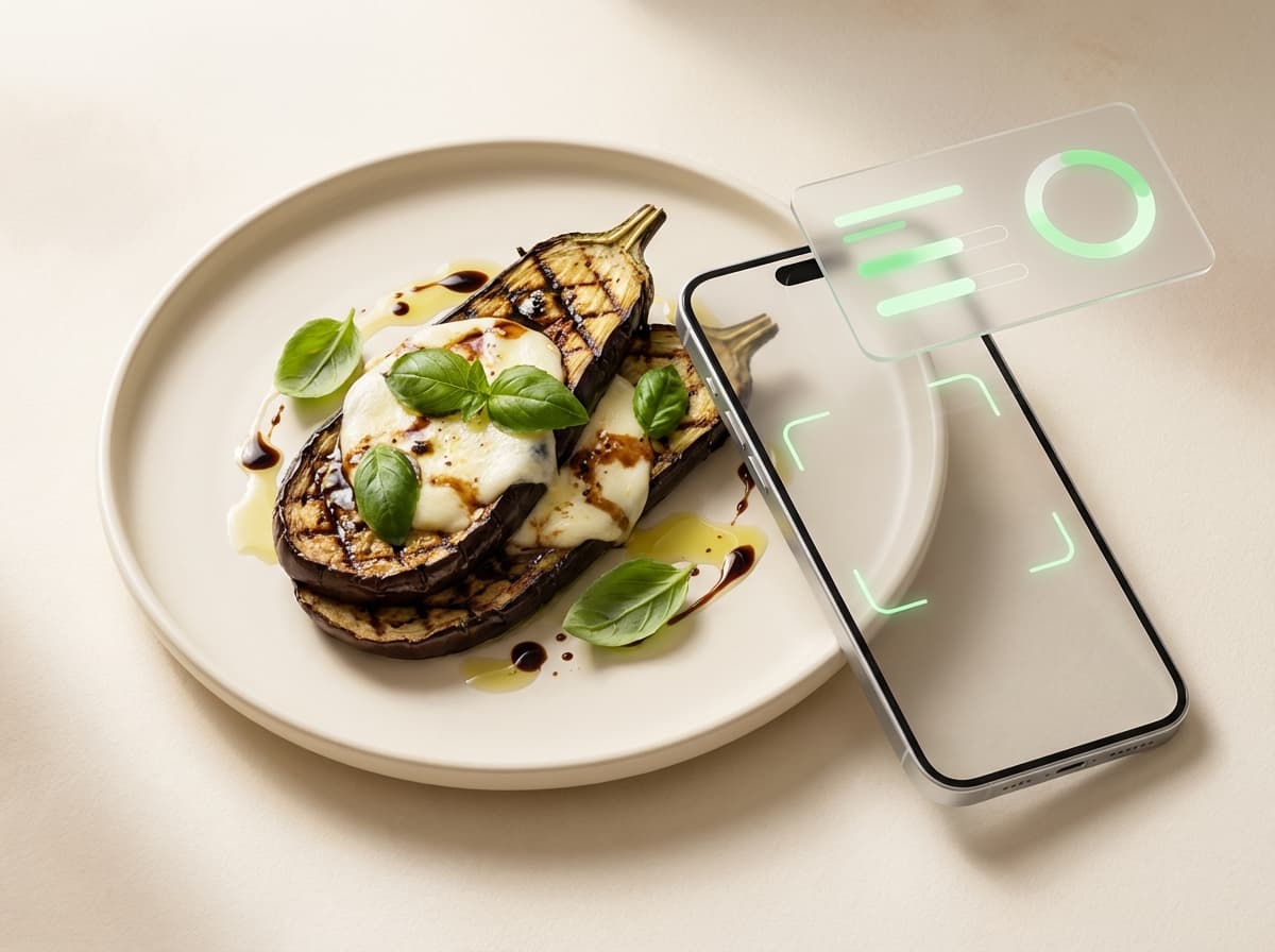 Баклажан — фото еды и интерфейс приложения с КБЖУ