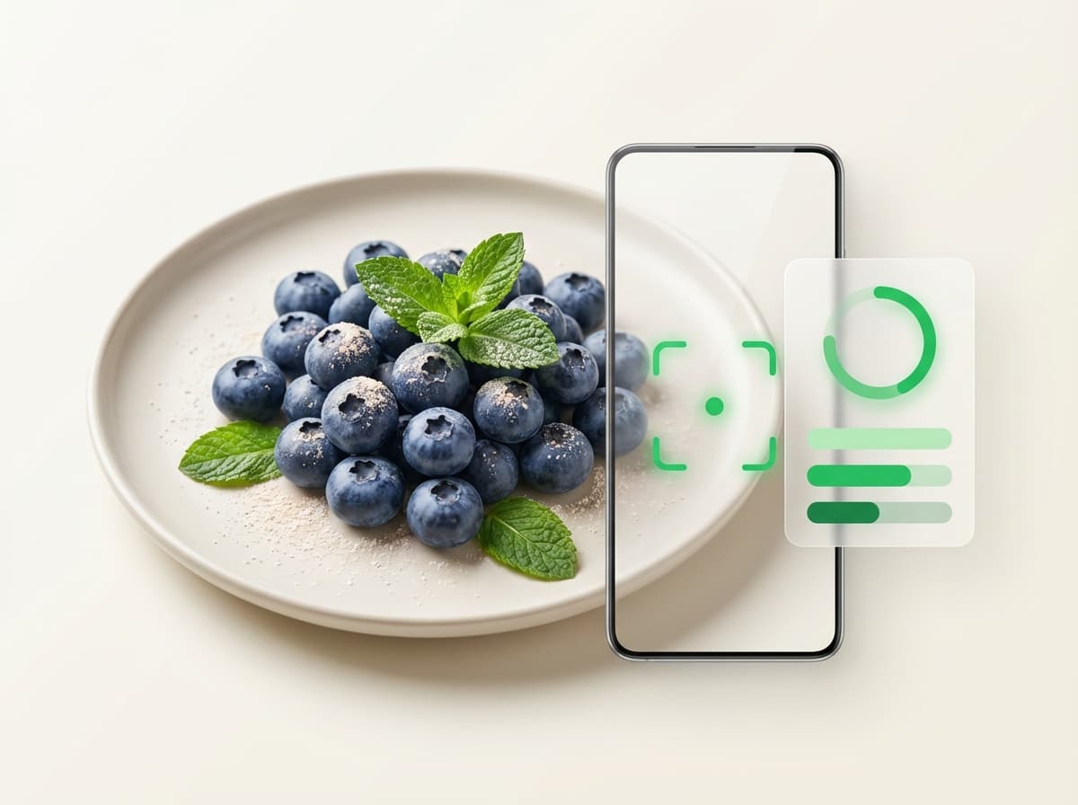 Черника — фото еды и интерфейс приложения с КБЖУ