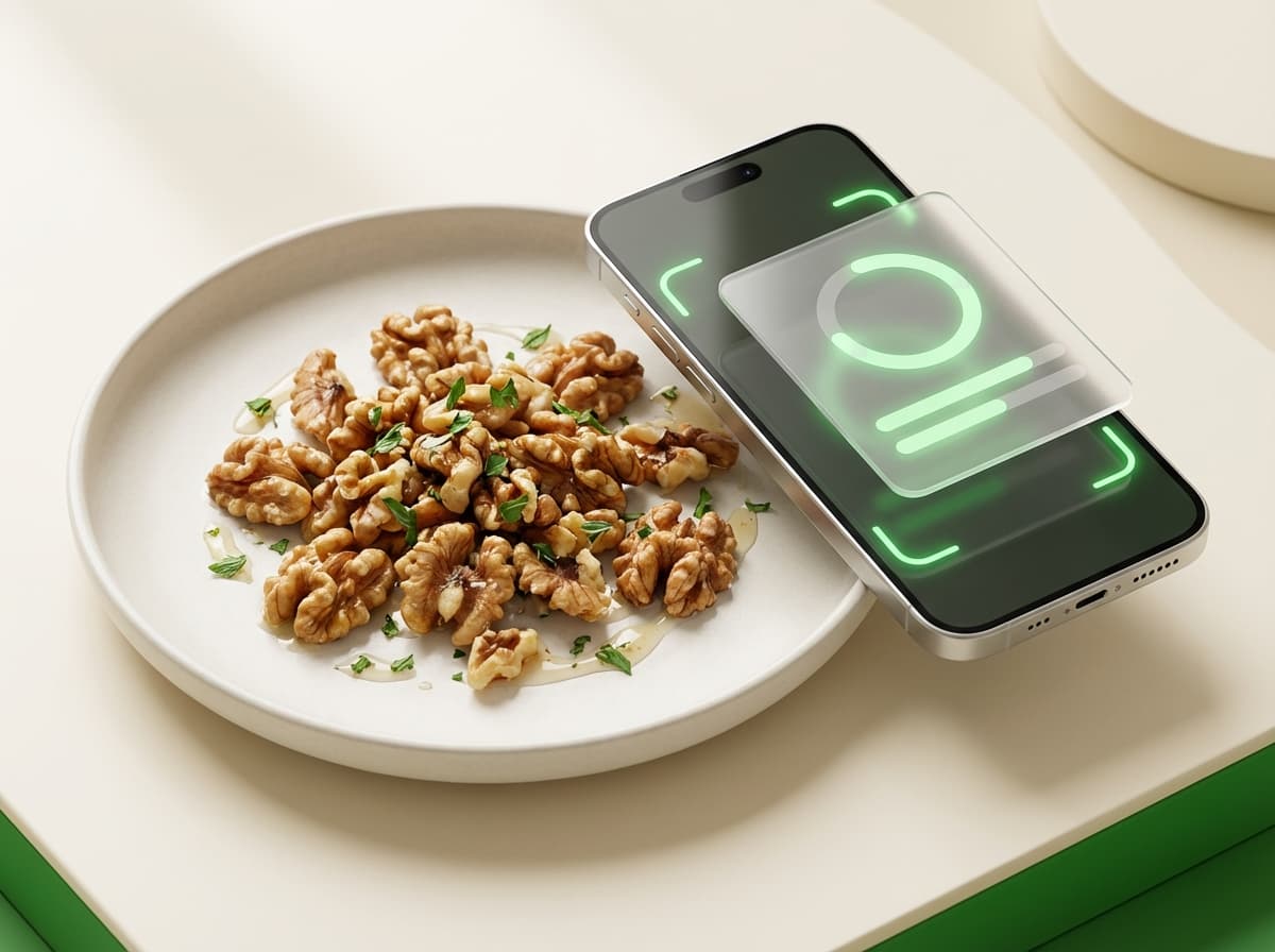 Грецкий орех — фото еды и интерфейс приложения с КБЖУ