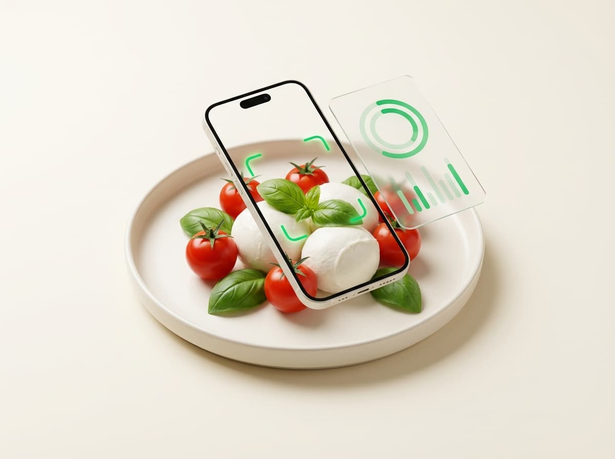 Моцарелла — фото еды и интерфейс приложения с КБЖУ