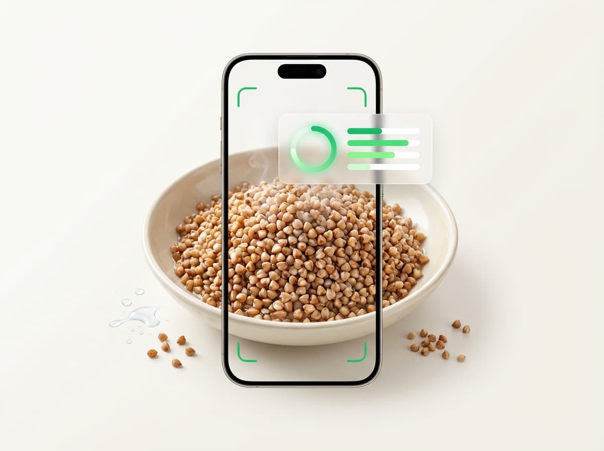 Гречка варёная — фото блюда и интерфейс приложения с КБЖУ