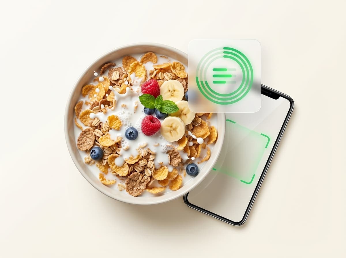 Хлопья с молоком — фото блюда и интерфейс приложения с КБЖУ