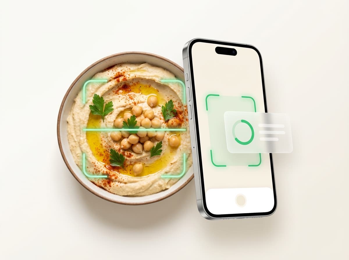 Хумус — фото блюда и интерфейс приложения с КБЖУ